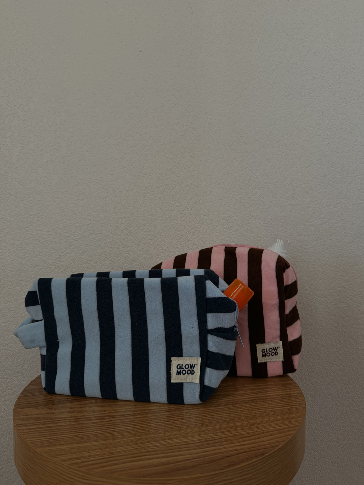 stripe lily makeup bag