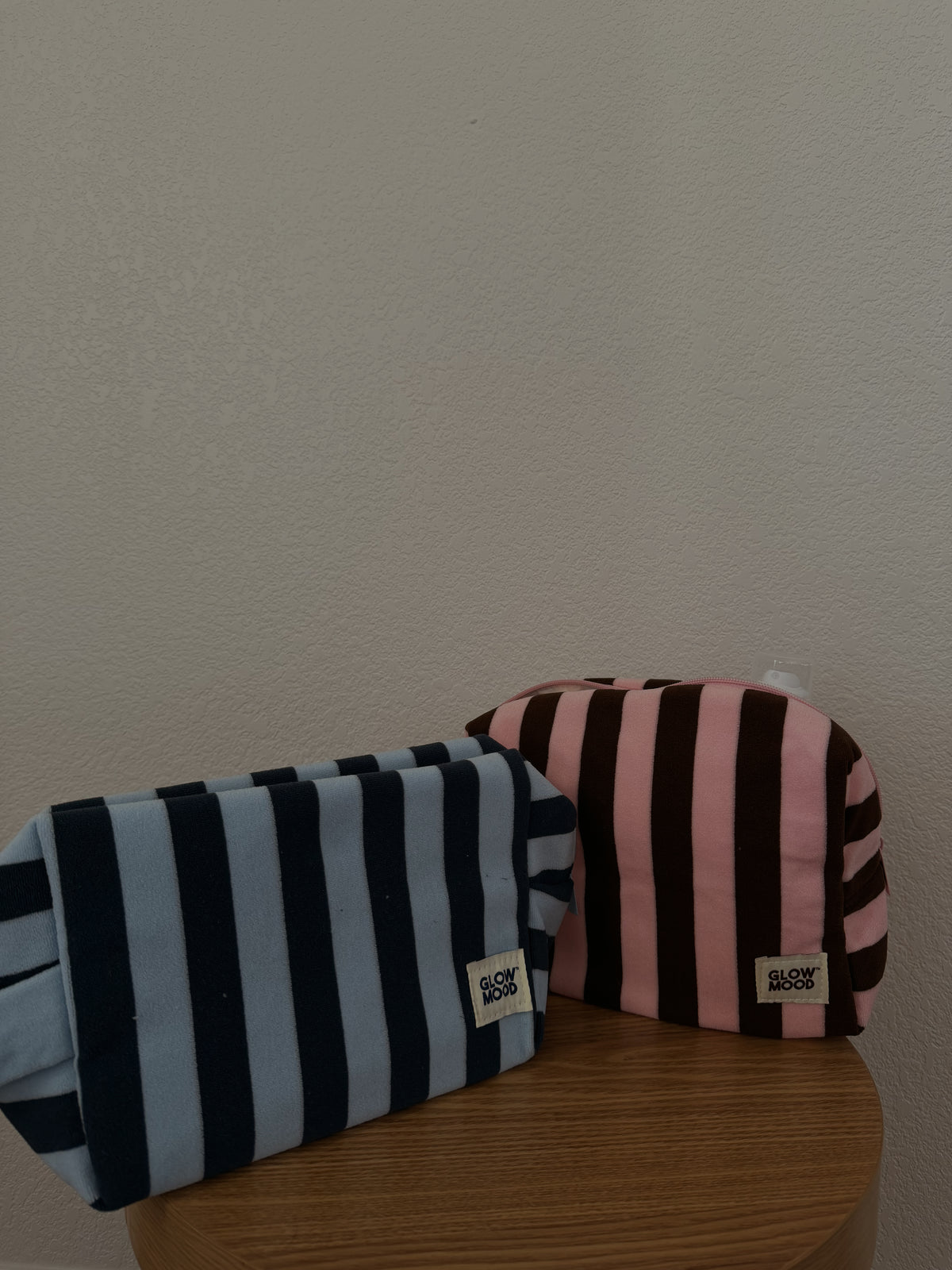 stripe lily makeup bag
