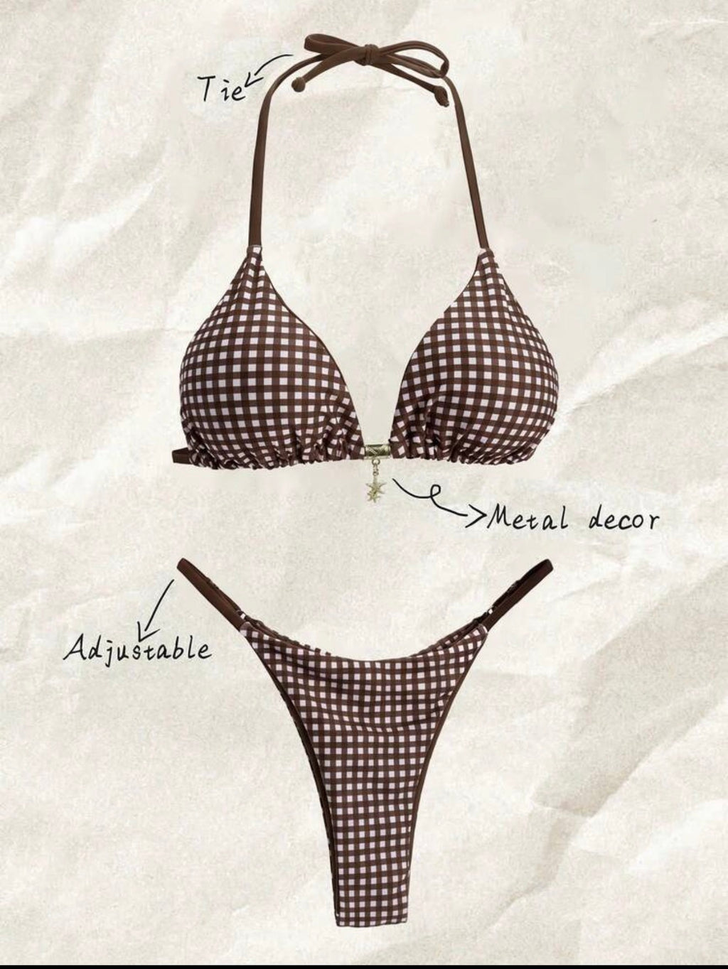 brown picnic kini top