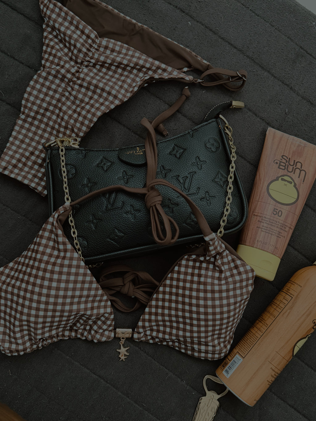 brown picnic kini top